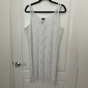 White Crochet Fringe Swim Cover-up